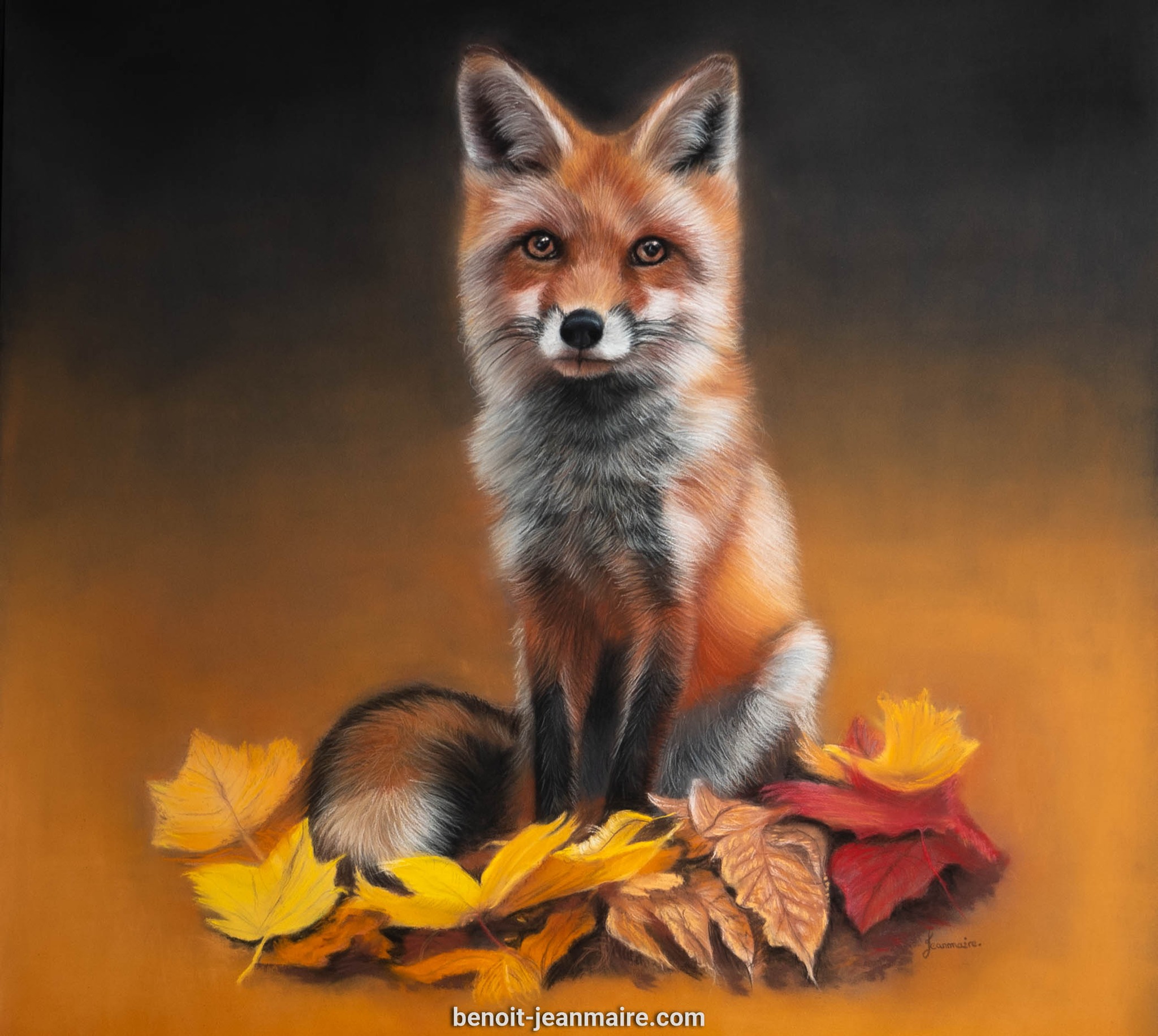 Portrait Pastel Renard Roux